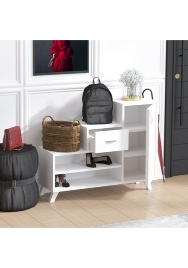 Decormet Retro Ayakkabı Dolabı Beyaz Beyaz