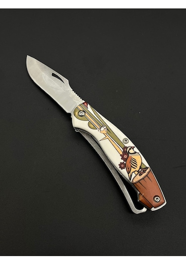 Klipsli Çift Ağız Mergen Model Çakı Beyaz - Kahverengi