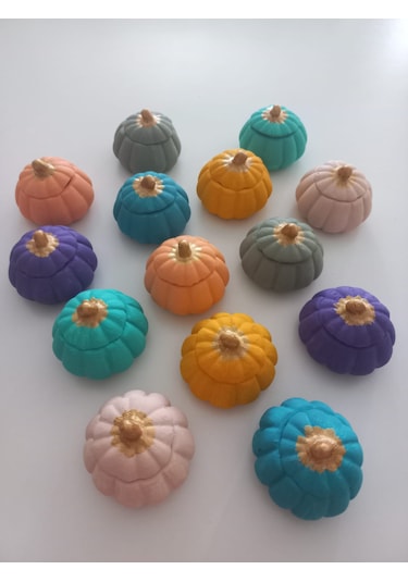 Mini Balkabağı 6'lı Lokumluk, Kahve Yanı Sunumluk Renkli Dekoratif Obje 02