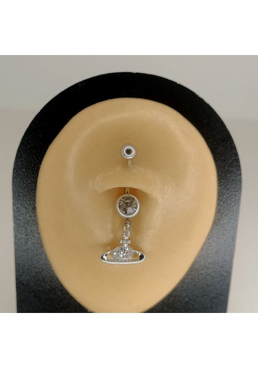 Aya Tasarım Gümüş Renk Saturn Model Göbek Piercing