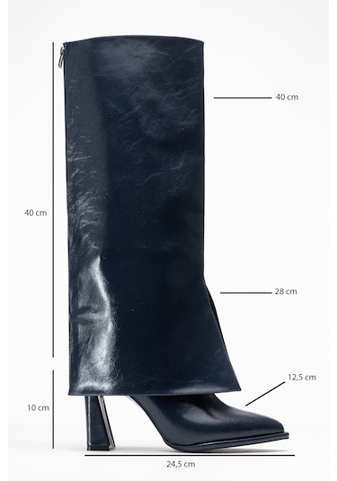 Aja Lacivert Kadın Kalın Topuklu Çizme Olabilen Bot Lacivert