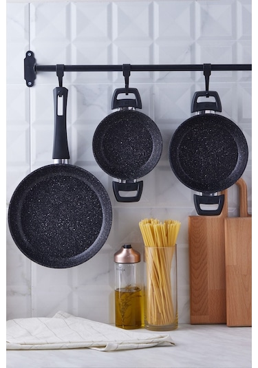 Karaca  Biogranit Dide 3'lü Tava Sahan Seti Siyah