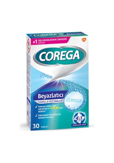 Corega Diş Protezi Temizleyici Beyazlatıcı Tablet 30'lu