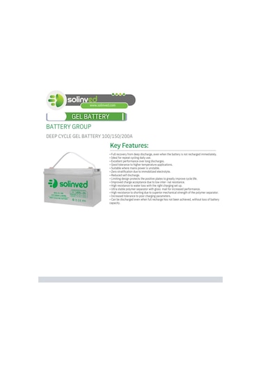 Solinved 12v 100ah Jel Akü