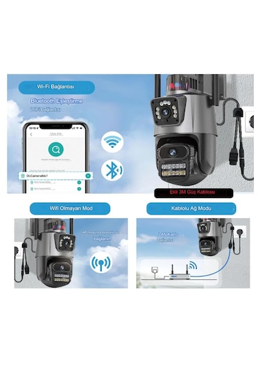 Yeni 8mp 8k Ptz Wifi Ip Kamera Çift Lens Aı Hareket Algılama