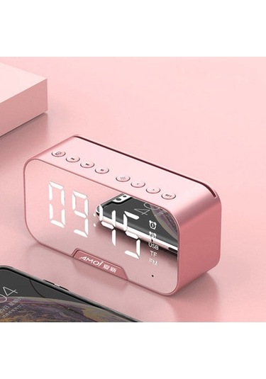 Novahub Bluetooth Hoparlörlü Aynalı Saat - G5 G10 Kompakt, Pembe Renk - Pratik, Eğlenceli Hayat İçin