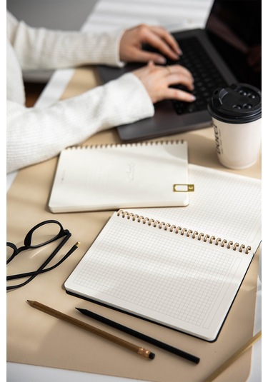 A5 Kraft Karton Kapak 70 Yaprak 110 Gram Kareli Not Defteri Kareli Kraft