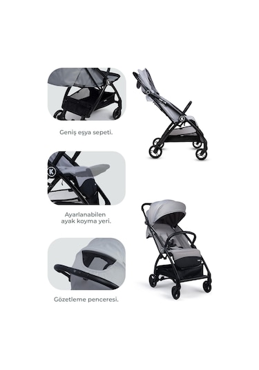 Kanz Xflop Autofold Kabin Boy Bebek Arabası Ultimate Grey