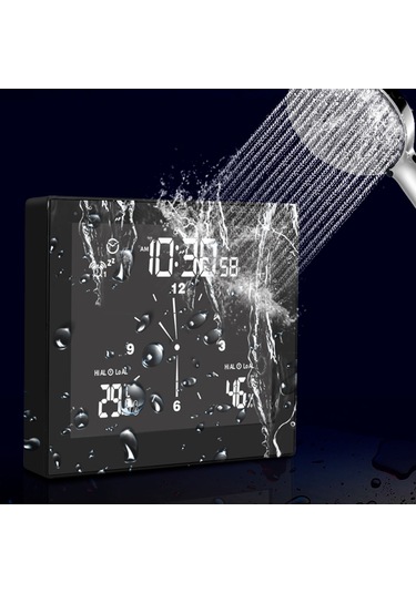 Yaleker Sıcaklık Nem Ölçer Ip65 Su Geçirmez Dijital Saat - Büyük Lcd Ekran, Geri Sayım, Alarm Ve 12/24 Saat Formatı Siyah Ts-wp10 Siyah