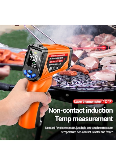 Youmex Aneng Th05 Endüstriyel Enstrüman: Kızılötesi Lazer Sensörlü, -20 C 650 C Hızlı Ölçüm, Kesintisiz Ekran, Turuncu Pil Dahil Değil