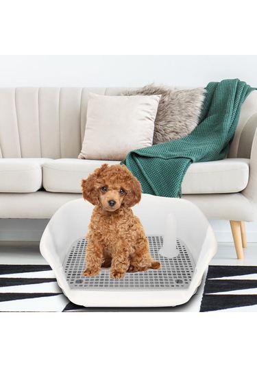 Homyl Kapalı Köpek Lazımlık Tepsisi Küçük Ve Beyaz-gri