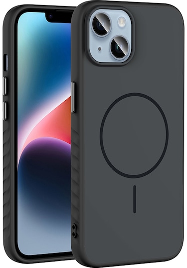 Apple Uyumlu iPhone 14 Kılıf M-safe Şarj Özellikli Zore Tea Kapak - Siyah Siyah