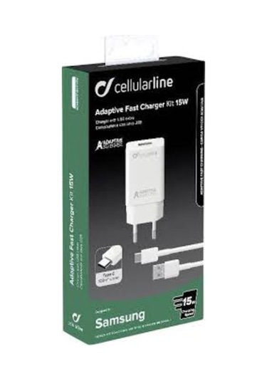 Cellularline Type-C Seyahat Şarjı 15W Kablo+Adaptör (Achsmkıt15Wt