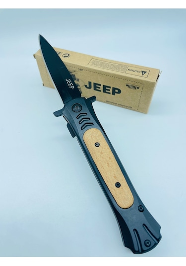 Jeep Ahşap Kasa Yandan Çıkma Kamp Çakı //23cm--ja23 Siyah