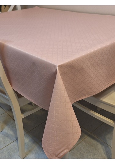 Elyaflı Pvc Muşamba - Desenli Silinebilir Masa Örtüsü Krem Pembe