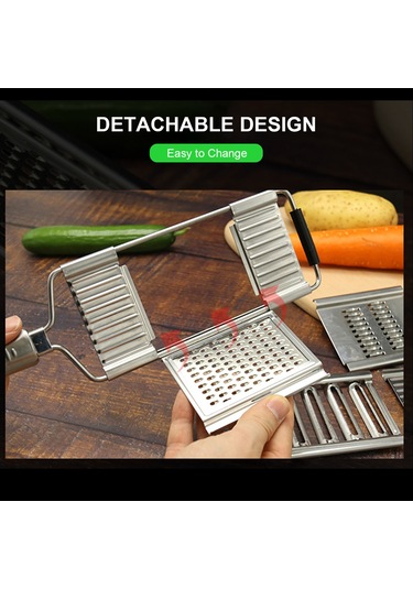 Monyee 3'lü/4'lü Çelik Sebze Dilimleyici Seti - Şerit/slice Kesim Fonksiyonu, Renkli Kutuda Gümüş