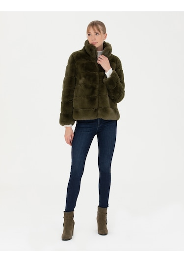 Pierre Cardin Kadın Haki Comfort Fit Suni Kürk 50272215-VR238