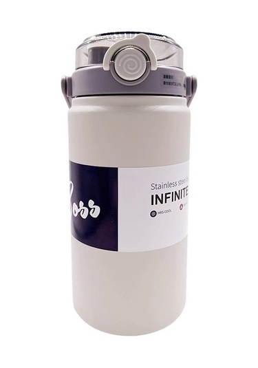 Dilele Çift Içecek Termos Bardak 1000ml/1200ml Taşınabilir Su Bardağı 316 Paslanmaz Çelik Beyaz Beyaz