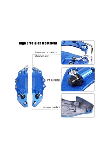 Xiyyadms Mavi Alüminyum Fren Kalip Korumalı Kapaklar - Küçük Boy 14-15 İnç Jantlar İçin - Parça Seti - Dayanıklı Ve Kolay Kurulum