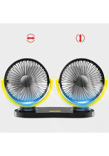 Çıft Başlıklı Araç Fanı Oto Fan Vantılatör 12V 24V Siyah