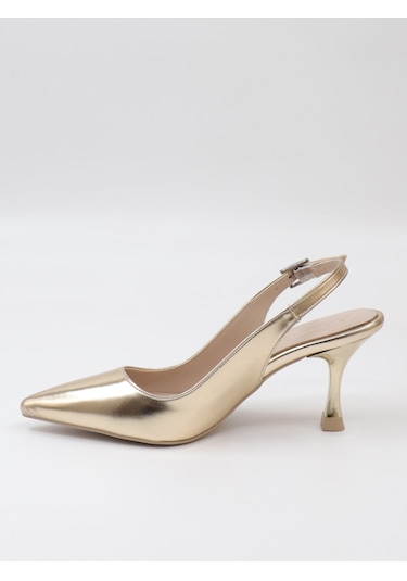 Nesilshoes Nesil Shoes Özma 202 Altın Topuklu Kadın Sandalet