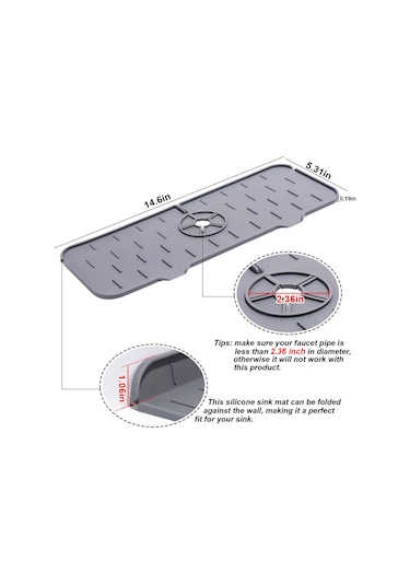 Monyee Gri Silikon Musluk Damlacık Tutucu: Lavabo Tezgahını Kuru Ve Temiz Tutar, Su Akışı İçin Tasarlanmıştır Gri
