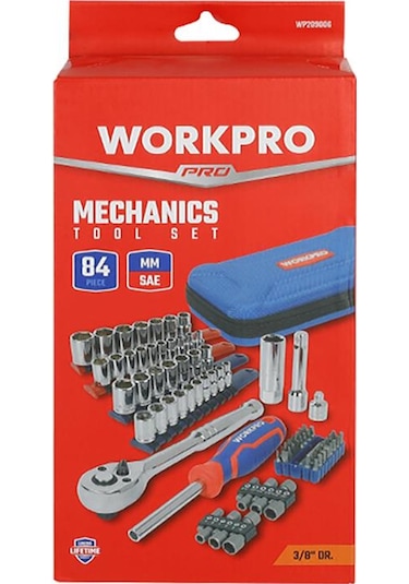 Workpro Wp209006 84 Parça 3/8 1/4 Cr-v Metrik/inç Profesyonel Lokma Ve Bits Uç Takımı