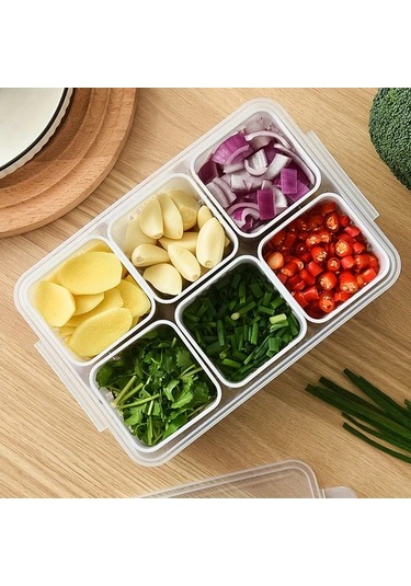 Hightower 6 Lı Beyaz Mutfak Saklama Kutusu - Sızdırmaz, Yeniden Kullanılabilir Meyve Sebze Et Organizer Beyaz