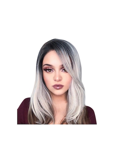 Kadınlar Orta Uzun Doğal Peruk Karışık Renk Sentetik Saç Cosplay Tam Peruklar