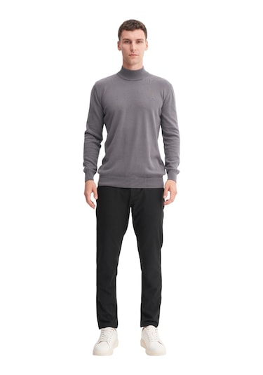 Cazador Slim Fit Pamuk Kumaş Basic Yarım Balıkçı Kazak Antrasit