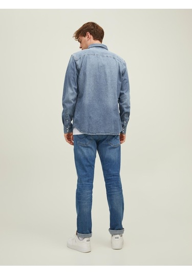 Jack Jones Erkek Denim Gömlek Jjesherıdan 12138115 Mavi