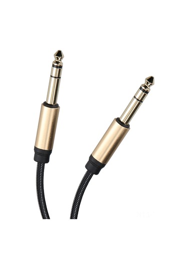 Geeksen 1.8m Siyah 6.5mm Erkek-erkek Altın Kaplı Ses Kablosu, Enamel Bakır İletken, Pamuk Ağı Örgü, Davul-keyboard Hoparlör Uyumlu