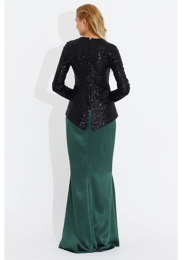 Nidya Moda Büyük Beden Peplum Payet Çeket-5010S Çok Renkli