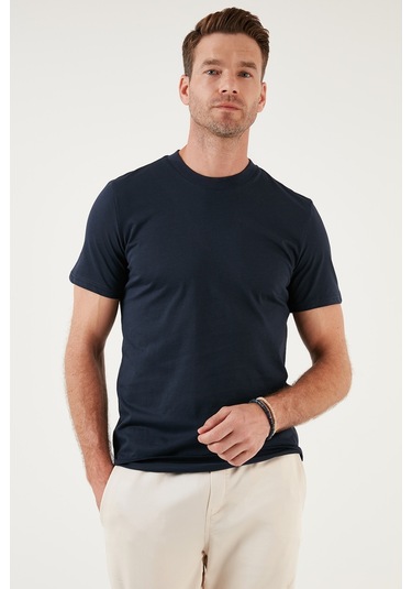 Buratti Pamuklu Regular Fit Bisiklet Yaka Basic Erkek T Shirt 59020201 Indigo