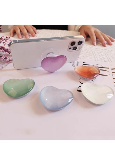 Popsocket Yapışkanlı Kalp Telefon Tutacağı Kalp Şekilli Akrilik Epoksi Yüzey Parmak Tutucu Akrobat S