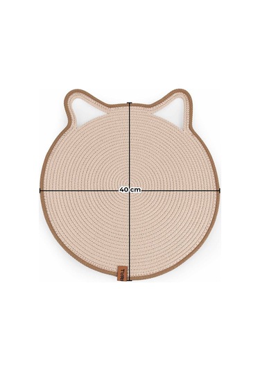 Gobypet Jüt Kulaklı Yuvarlak Kedi Köpek Mama Yatak Önü Paspası Hasır Kedi Matı 40 x 40 CM
