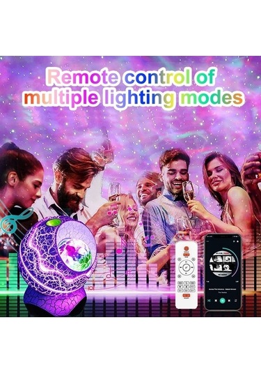 Ganzhoushop Yıldızlı Uzaktan Sones Projektör Müzikli Lambası Kumandalı Gece Işık Altın Hd Gece Lambası Çok Renkli