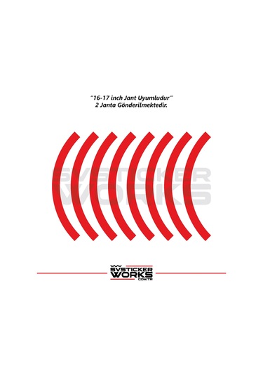 Motosiklet Jant Şeridi Jant Sticker Yarım Kaplama Daire 17-18 İnch Jant Motor Uyumlu Kırmızı