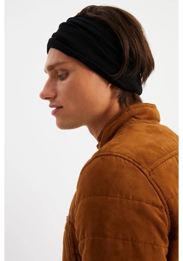 Erkek 4 Fonksiyonlu Koruyucu Pamuklu, Esnek, Terletmez, Bandana, Boyunluk, Maske - Tek Ebat / Siyah Siyah