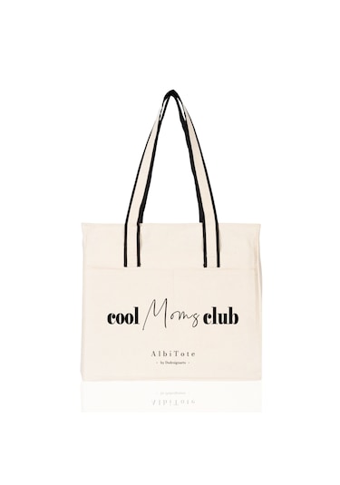 Ds Designarts Albitote Cool Moms Club Kanvas Totebag Açık Krem