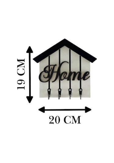 Home Yazılı Duvar Anahtarlık Askılığı, Anahtar Askısı, Anahtarlık Askısı Siyah - Beyaz