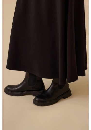 Kadın Basic Kloş Uzun Etek - Siyah Siyah