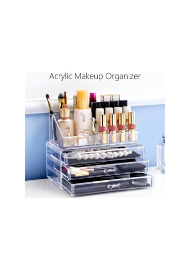 Mufunye Şeffaf Akrilik Makyaj Düzenleyici Saklama Kutusu Çok Katmanlı Ayrı Bölücüler Bölmeler Masaüstü Depolama Rafı Kozmetik Takı Ruj Standı Büyük Kapasiteli