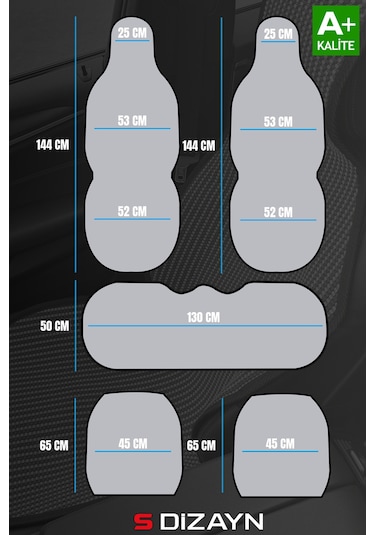 S-dizayn Oto Koltuk Koruyucu Kılıf Set Füme Universal 2+3 Parça Ön Arka