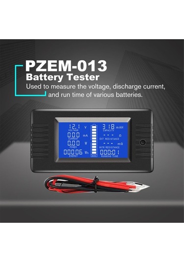 Pil Test Cihazı Dedektörü Dijital Dc Amp Volt Güç Kapasitesi Direnç Ölçer Siyah