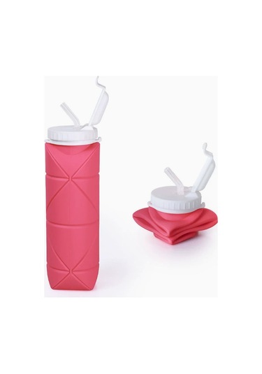 Silikon Katlanır Seyahat Bardak Pipet - Şakayık Pembesi