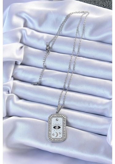 Dodes Dodes 316l Çelik Zincir Gümüş Renk Mineli Zirkon Taşlı Göz Figür Tarot Kolye Tg27bko9216 Çok Renkli