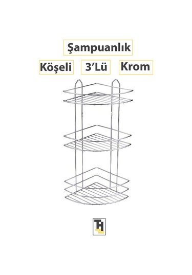 3'lü Krom Köşeli Şampuanlık Yüksek Kalite Krom