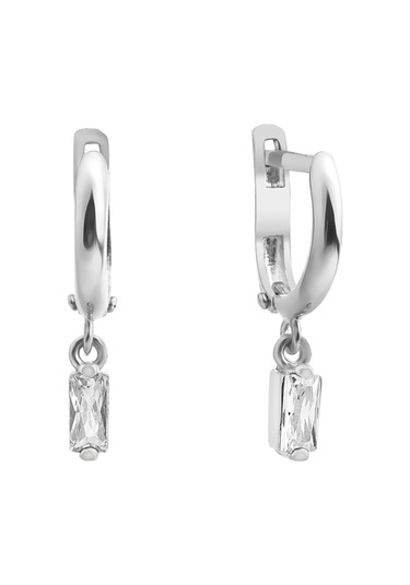 Kadın Nora Beyaz Baget Taşlı Küpe Rodyum