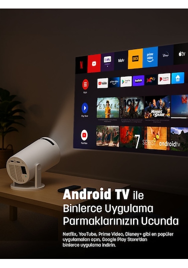 Jeero Hy300pro White 1080 Pixel Multimedia Ultra Hd Android 12 Projeksiyon Cihazı Türkçe Menü